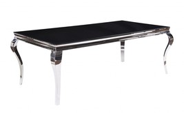 80" Black And White Glass And Stainless Steel Dining Table - $24,186.58 MXN