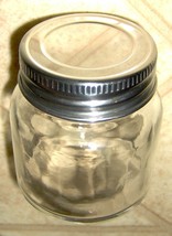 small Round Clear Glass BABY FOOD JAR Metal Lid 2 1/2&quot; x 2 1/8 Storage Canister - £15.35 GBP