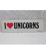 Vintage I Heart Unicorns Sky Ent La CA Bumper Sticker 9 3/4&quot; X 3&quot; - $24.74