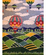 Vintage Polyester Nylon Blend Twin Blanket Hot Air Balloon Pattern 62x86... - $74.89 CAD