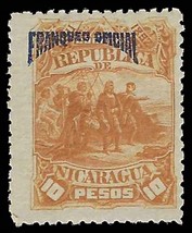 1892 NICARAGUA Stamp - Overprint &quot;Franqueo Oficial&quot; 10c SC# O24 C56 - £1.54 GBP