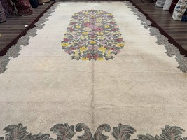 Palace Size American Hooked Rug 11x20 Aubusson Style Ivory - $5,500.00