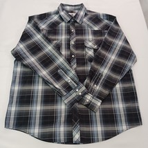 Coevals Club Men's XL Western Pearl Snap Button Long Sleeve Black Gray Plaid image 13