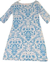 Sundance Before + Again Dress Womens Dolce Sz S Blue White Scroll  Print... - £23.55 GBP