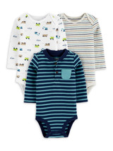 Child of Mine by Carter's Baby Boy Long Sleeve Bodysuits 3-Pack Size 0-3 Months - £19.80 GBP