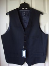 New Hart Schaffner Marx Men&#39;s Herringbone Wool Vest Navy Size L - $63.52