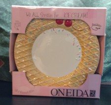 Set Of 4 Oneida Sprinkles Waffle Cone Dessert Hand Painted Plates 8&quot; Nib - £18.34 GBP