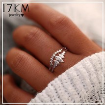 17KM Geometric Design Cubic Zirconia Rings Set For Women Fashion Crystal Rings S - £7.98 GBP