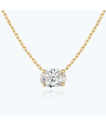 Oval Moissanite Diamond Pendant Necklace 925 Silver Solitaire Necklace F... - $377.09 CAD