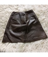KELITA New York VINTAGE Leather Skirt 1970s A-Line Brown Fully Lined 12 ... - $52.12 CAD