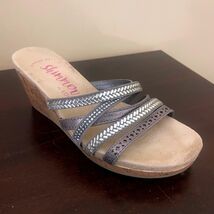 Shimmer by EDL Womens Metallic Pewter Cork Wedge Multi Strap Slide Sanda... - $16.93