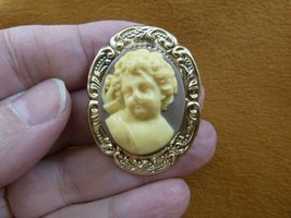 cs10-12 CHERUB angel tan ivory color CAMEO heart Pin Jewelry brooch PENDANT - £23.10 GBP