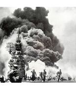 USS Bunker Hill Hit By 2 Kamikaze Planes 1945 WW2 Photo Print Military D... - $733.58 MXN