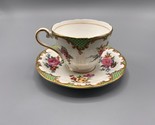 Aynsley T. Goode Teacup &amp; Saucer Tudor Green London Rose Bone China England - $38.69