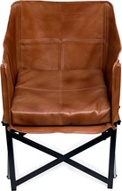 Brown Café Lounge Chair Mid Century Modern Leather Accent Chair For, Set Of 1 - £186.81 GBP
