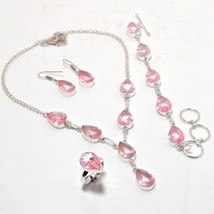 Pink Mystic Topaz Pear Shape Gemstone Fashion Ethnic Necklace Jewelry Set SA 871 - £10.38 GBP