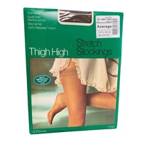 JCPenney Thigh High Stretch Stockings Nude Stay-Up Top Flexxtra Nylon Av... - $299.54 MXN