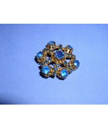 Brooch Pin Austria Costume Jewelry Vintage 1950&#39;s 1960&#39;s Blue Gold Rhine... - $665.05 MXN