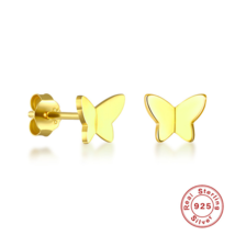 Anyco Earrings Gold Plated Minimalist Cute Mini Animal Small Butterfly Stud  - £14.67 GBP