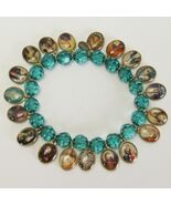 Catholic Teal Stretch Bracelet Jesus Virgin Mary Saints 19 Charms - €8,40 EUR