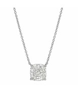 18K White Gold &amp; Cushion Cut Diamond Solitaire Pendant Necklace 1.00 G S... - $5,101.57