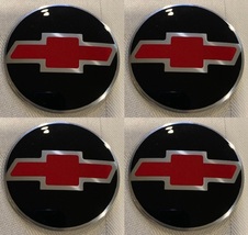 50mm (1.97in) -Set of 4x Metal stickers car wheel center cap DOMED CHEVROLET red - £18.81 GBP