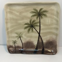 Tabletops Unlimited Bahamas Palm Square Hand Painted Dinner Plate 6584726 - $12.86