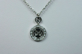 Gucci Double GG Love Britt 18K Gold Diamond Icon Logo Pendant Necklace Pouch Box - £967.05 GBP
