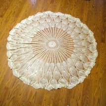 Handmade Crocheted Ecru Lace Pineapple Pattern Round Tablecloth 52&quot; Diam... - $650.41 MXN