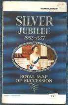 1977 Silver Jubilee Royal Map of Succession-Bartholomew-Queen Elizabeth II - $14.00