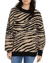 Sanctuary Womens Black Animal  Long Sleeve Crew Neck Sweater, Size XS - £23.81 GBP