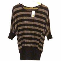 Forever 21 silver foil black striped knit top - £15.55 GBP