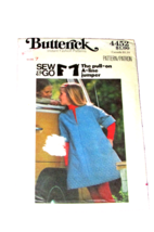 BUTTERICK 4452 girl&#39;s size 7 pull on A line jumper &#39;sew n go&#39;  (sew drwr) - $4.95