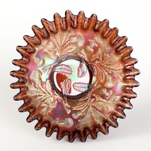 Fenton Thistle Amethyst Carnival Glass Bowl w Candy Ribbon Edge, Antique... - $60.00