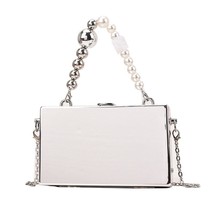 Silver Box Shaped Purses and Handbag for Women Wavy Designer Party Clutch Weddin - £38.55 GBP