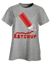 Ketchup Condiment Easy Halloween Costume Part of a Set - Ladies T-Shirt Ash Grey - £26.18 GBP