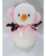 Aurora Bundled Up Snow Lady Snowman Pink Plush 10&quot; Carrot Nose Stuffed T... - £11.08 GBP