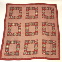 Vintage Paisley Silk Scarf Ginnie Johansen Red Rolled Edge Square 39&quot; Japan - £11.59 GBP