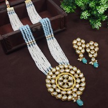 Stile Bollywood Indiano Placcato Oro Collana Pnedente Haram Kundan Gioielli Set - £37.51 GBP