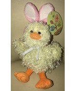 Plushland Easter Chick Fuzzy in Pink Bunny Ears 8&quot; Stuffed Yellow Plush ... - £9.50 GBP