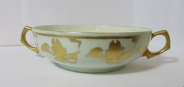 Antique T&amp;V T &amp; V Tresseman &amp; Vogt Limoges France Two Handled Soup Bowl Green - £27.59 GBP