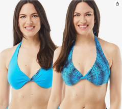 Bikini Swim Top Reversible Blue Python Print Size 32D/34D COCO REEF $76 - NWT - £14.46 GBP