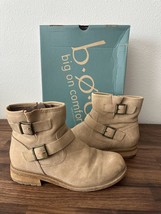 BOC Carson Natural Tan Brown Moto Motorcycle Booties Ankle Boots Womens Size 9 M - £27.90 GBP