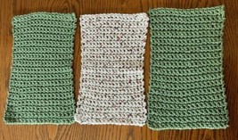 Handmade Dish Cloth Rag Bath Cloth Crocheted 100% Cotton Set Of 3 V-8 - £9.71 GBP