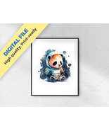 Panda bear astronaut digital art, digital art, printable wall art, animal art - $5.80