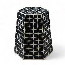 Heritage inlay geometric pattern hexagonal End table - $820.00