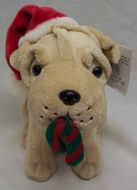 Kellytoy Christmas Puppy Dog W/ Santa Hat 8&quot; Plush Stuffed Animal New Tan Lab - £12.30 GBP