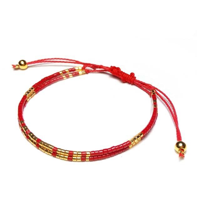 Primary image for Miyuki bracelet 24k gold plated beads red and golden friendship for women,stacki