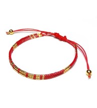 Miyuki bracelet 24k gold plated beads red and golden friendship for women,stacki - £18.83 GBP