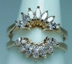 14KYellow Gold Plated Round Cut White Diamond Womens Enhancer Wrap Wedding Ring  - £100.97 GBP